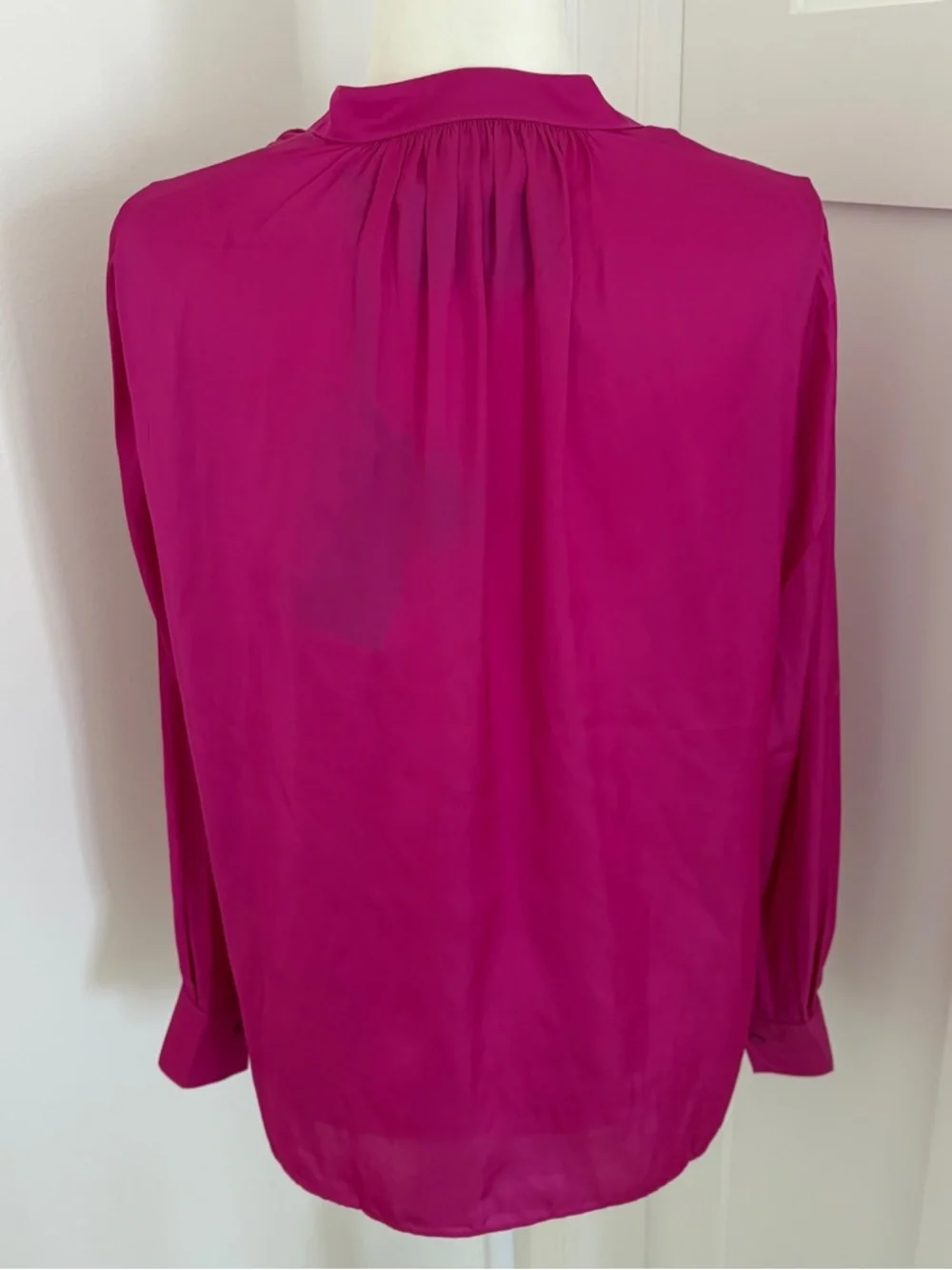 Zadig & Voltaire Tink Satin Blouse Pink Fuchsia Long Sleeve Top Womens S NWT - Picture 3 of 6